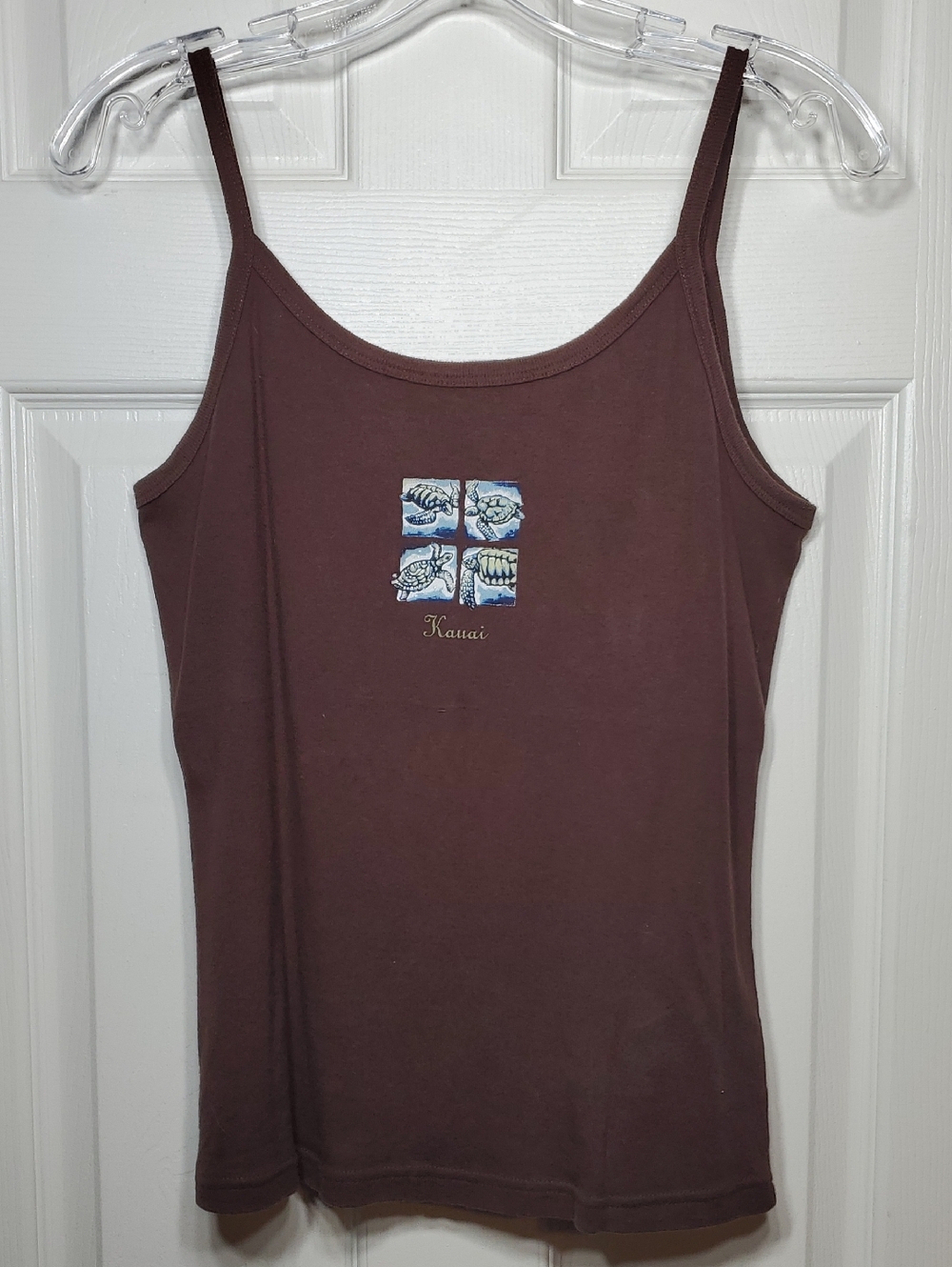 NWOT Kauai Hawaii Sea Turtle Brown Tank Top West Trend Women's Size Large